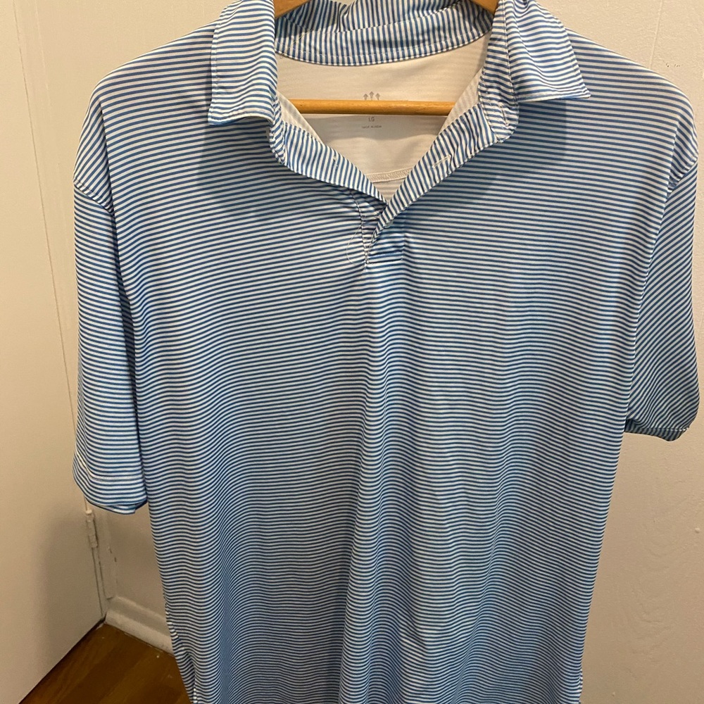 Striped blue collared shirt